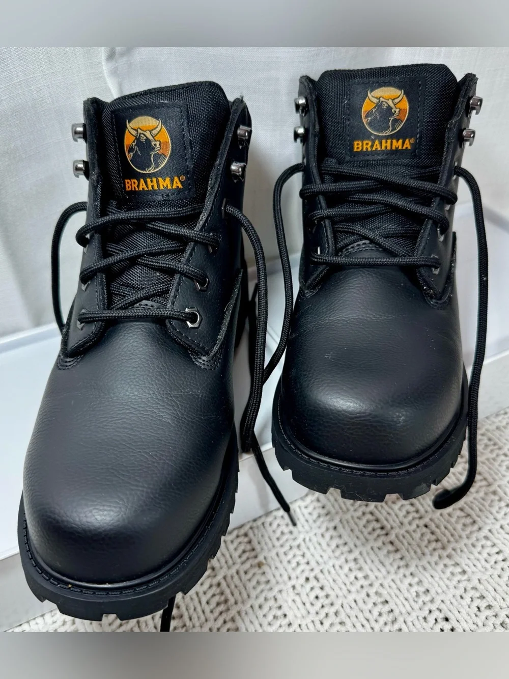 Brahma Black Men's Safety Work Boots with Orange Logo
